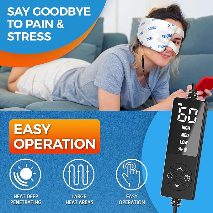 sticro Stye Eye Warm Compress for Stye Treatment, Moist Heating Pad with 3 Heat & 5 Timer Settings for Either Eye Stye Chalazion Blepharitis Relief