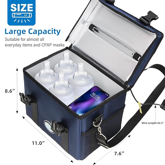 UV Sanitizer Box, 12L Portable Sanitizing and Cleaning Machine with 3-Level Timer, Foldable UVC Cleaner Box for Toys, Mask, Towel, Key, Ozone Free UV Cleaning Sanitizer Machine