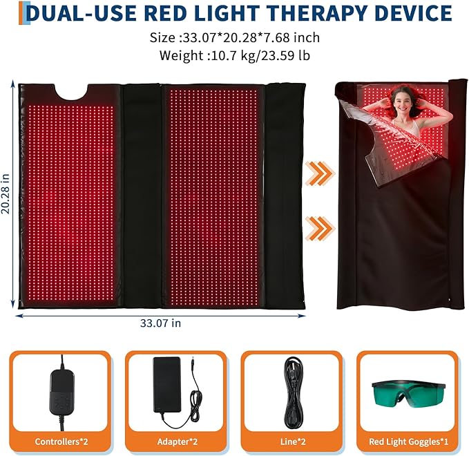 Red Light Therapy Sleeping Bag, 2680 LEDs Full Body Red Infrared Light Therapy Device, Home Use for Deep Tissue Treatment, Skin Rejuvenation, Muscle Recovery, and Pain Relief