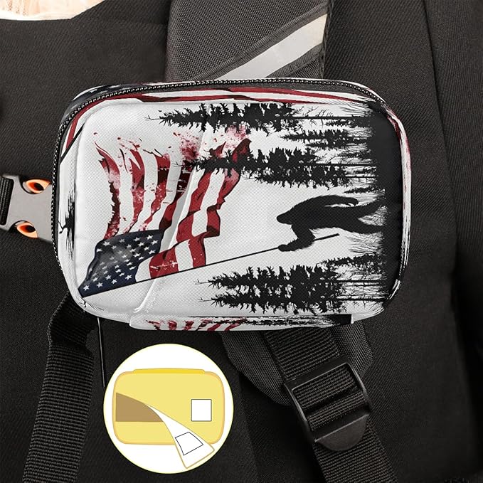 American Flag Orangutan Woods Travel Pill Organizer Box Weekly Portable Pill Case Daily Pills 7 Day Small Birth Control Pills Container Removable Compartments for Medicine Vitamins Fish Oil