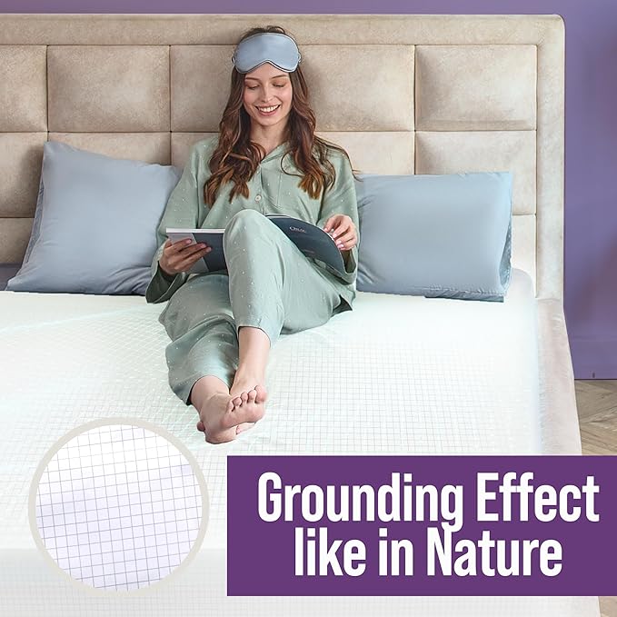 Earth Grounding Sheets Twin Size with 12% Silver Fiber & 4% Silk & 84% Cotton - White - Quality Certified Grounded Well Bed Sheet - Conductive Fitted Sheet for Better Sleep