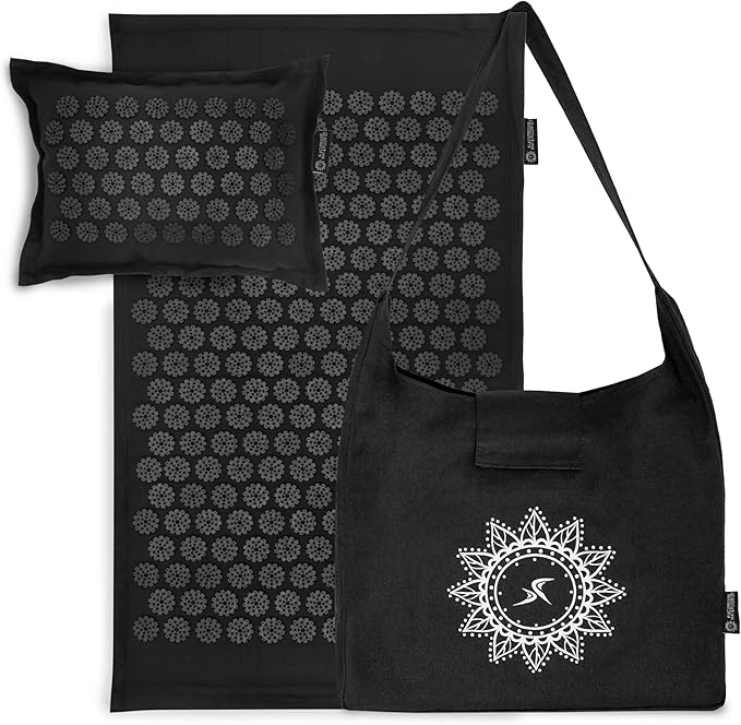 ProsourceFit Ki Acupressure Mat and Pillow Set with 100% Natural Linen for Back/Neck Pain Relief and Muscle Relaxation