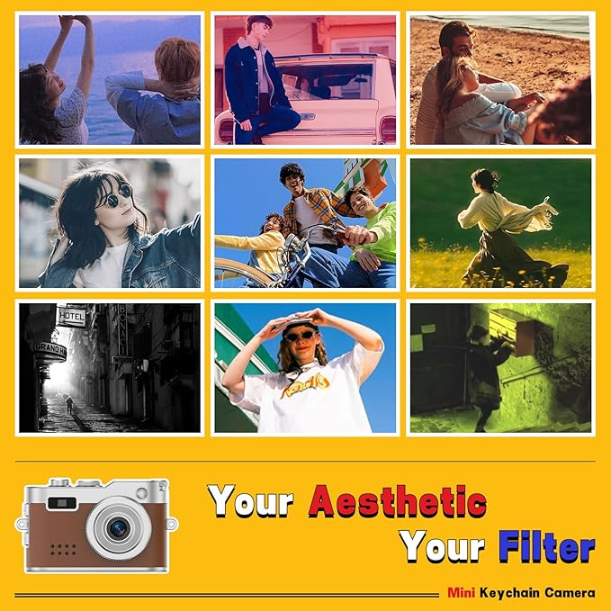 Mini Keychain Camera, 1080P & 2MP Retro Aesthetic, 32GB Memory, Pocket-Sized Vintage Camera, Bag Charm, Birthday Gift