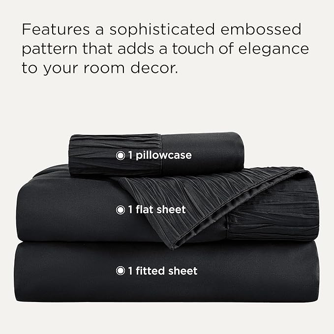 Bedsure Twin Sheets Set - 3 Pieces Soft Twin Bed Sheets - Breathable & Cooling - Hotel Luxury - Easy Care Polyester Microfiber Bedding for Women, Men, Black