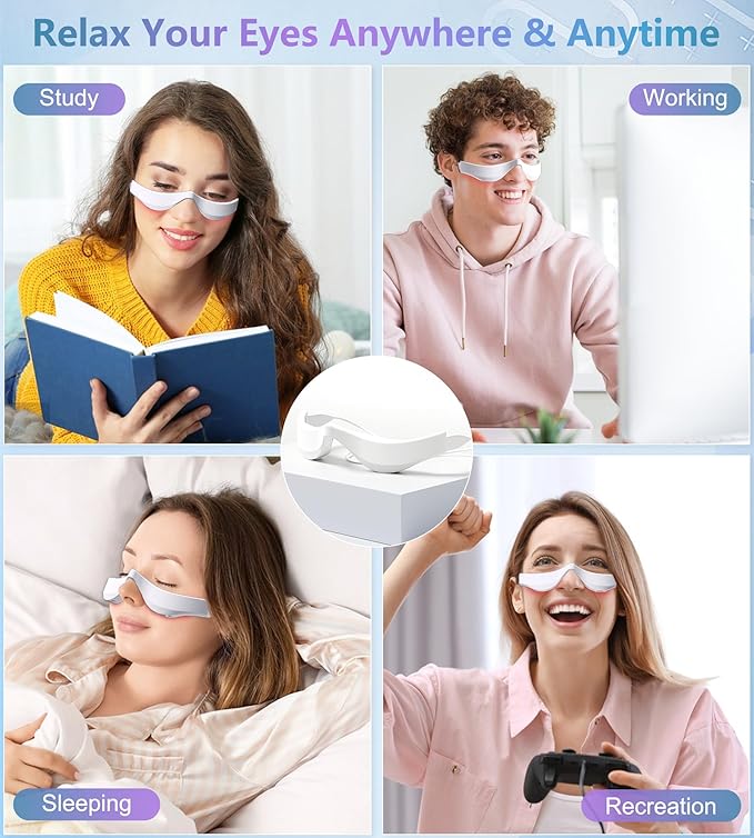 Under-Eye Red Light Therapy Glasses, Rechargeable Therapy Device Microcurrent Eye Massager, Botanique Paris Eyes Bag Remover for Dark Circles, Eye Bags & Wrinkles (White)