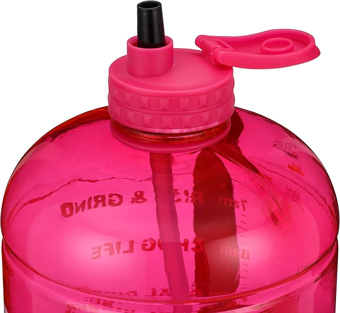Hydra Cup Pink 64 oz Half Gallon Water Jug, Motivational Water Bottle with Straw & Time Markers, BPA Free