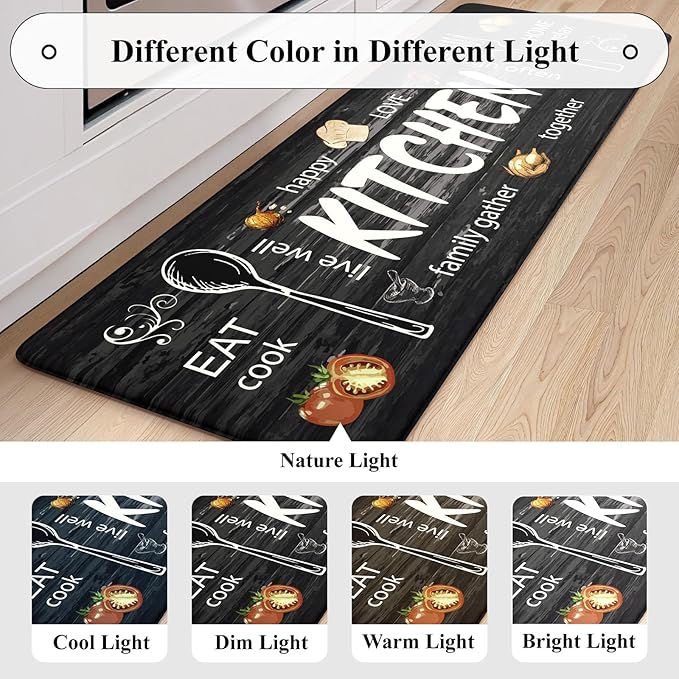 KIMODE Kitchen Mats,Grey Anti Fatigue Kitchen Rugs Sets of 2,Non Slip Waterproof Farmhouse Kitchen Floor Mats,Cushioned Comfort Standing Mat for Home,Laundry, Sink,Desk