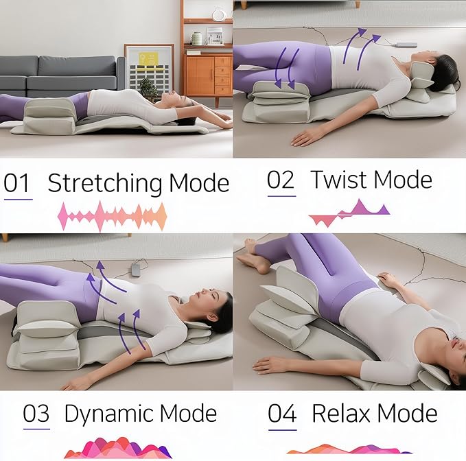 DR. WELL 2026 New, Full Body Stretching Massage Mat 3D Lumbar - Neck, Back, Waist, Hip Relaxation. 26 Powerful Air Cells, 7 Massage Modes & 5 Intensities Levels. Foldable & Portable Mattress.