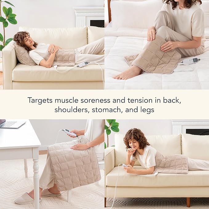 Berkshire Blanket Weighted Heating Pad - 18"x33" Electric Heat Wrap with 10 Heat Settings & Auto Shut Off - Soothing Heat Wrap for Back, Neck, Shoulders, Legs, Abdomen - Machine Washable & Portable