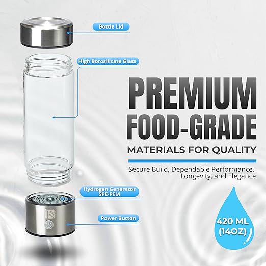 New Version Hydrogen Water Bottle Generator, Improve Water in 3 Minutes, 4000 ppb Hydrogenated Water Ionizer Bottle with SPE/PEM Technology, Perfect for Home, Office, Gym, Travel (Silver Chrome)