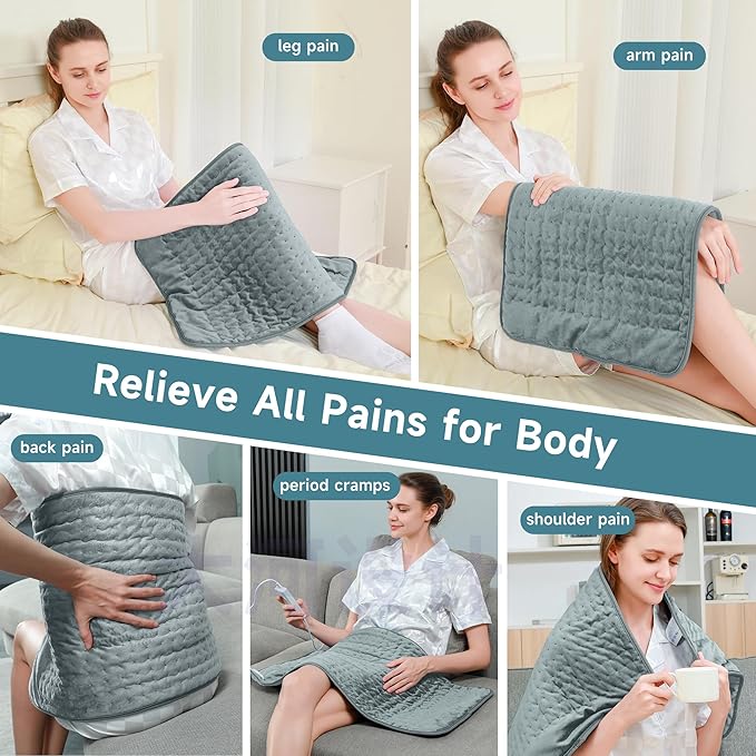 Heating Pad for Mom Christma s Birthday Gifts, 17"x33" Large Heating Pads for Back Pain Period Cramps Relief & Relax, Moist/Dry Heat Pad 6 Heat Levels, 4 Timer Auto Shut Off