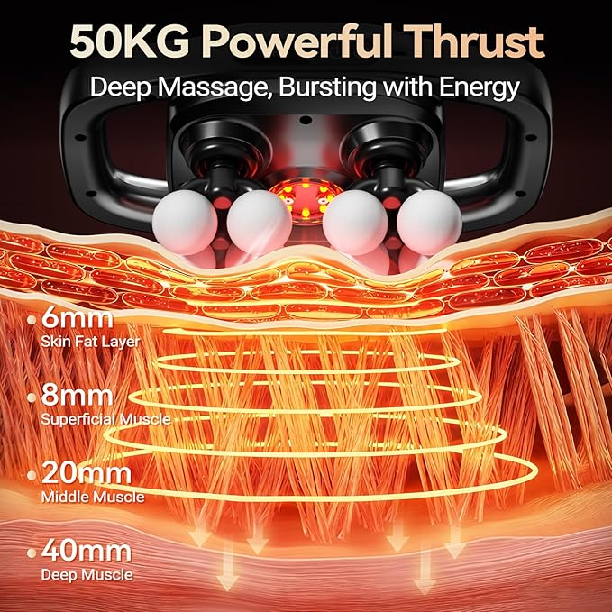 Gurui 12 Heads Massage Gun Deep Tissue with 3 Model & 30 Levels, Cordless Quiet Back Massager for Pain Relief Deep Tissue, Neck Massager Birthday Gifts for Men