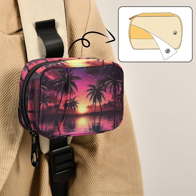Travel Pill Case Palm Trees Sunset Stars Weekly Small Pill Box 7 Day Pill Box Pill Organizer Bag