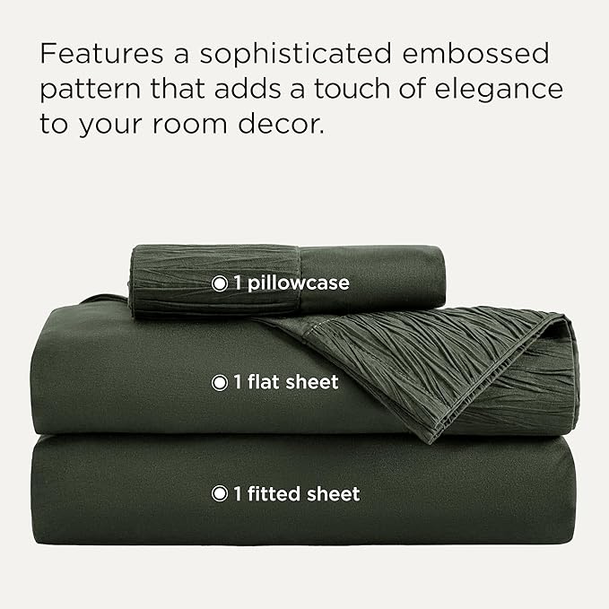 Bedsure Twin Sheets Set - 3 Pieces Soft Twin Bed Sheets - Breathable & Cooling - Hotel Luxury - Easy Care Polyester Microfiber Bedding for Women, Men, Olive Green