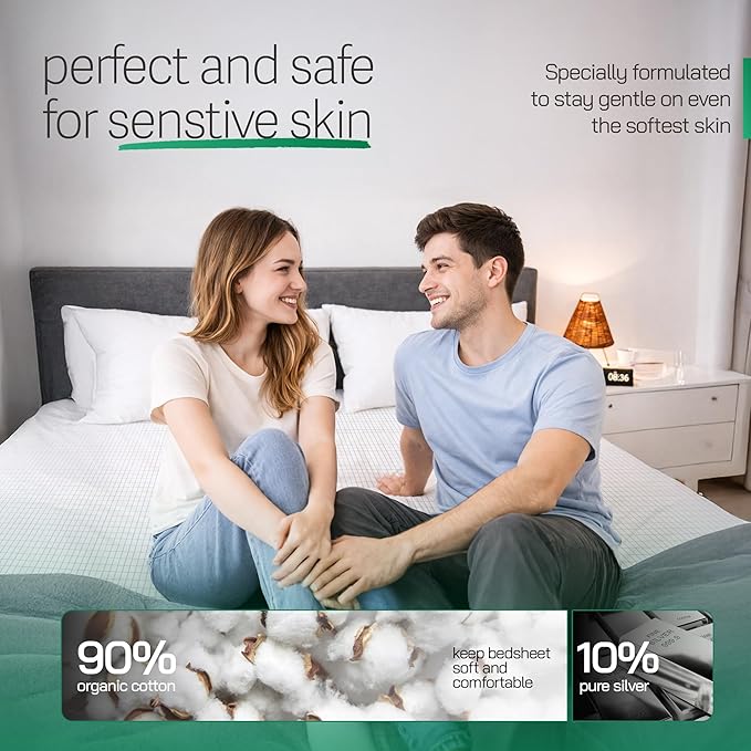 Earthbound Grounding Sheets Queen Size - Improve Sleep and Relax with Our 90% Organic Cotton, 10% Pure Silver Grounded Sheet | Reduce Inflammation w/Well Deep Pocket Grounding Well Bed Sheet - White