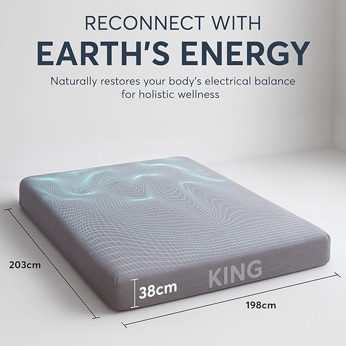 Emberix Grounding Sheets King Size, 12% Pure Silver Fiber Earthing Bed Sheet, 88% Cotton Soft & Breathable, Grounded Sheets Deep Pocket 15" with Eye Masks & Ear Plugs for Rest & Wellness (Gray)