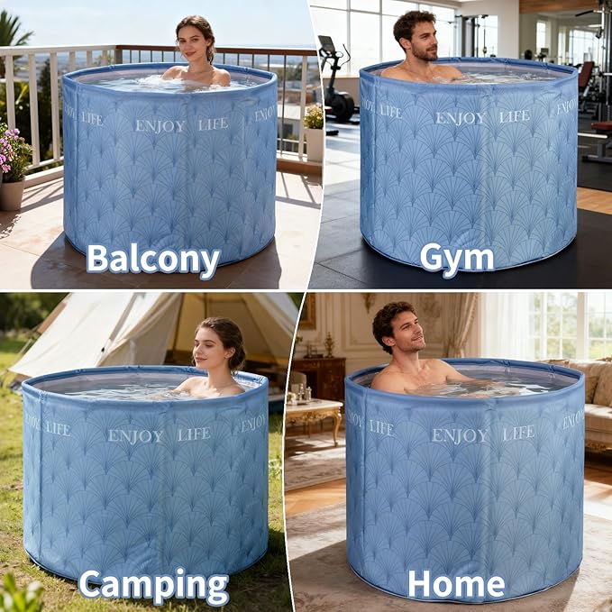 Foldable Bath Tub for Adults, Large Foldable Hot Ice Plunge Tub for Recovery, Collapsible Hot Cold PlungeTub Suitable for Home Outdoors Gyms (Insulation)