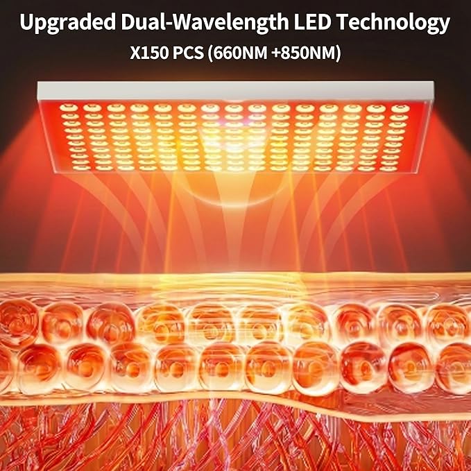 Red Light Therapy, Dual Chip Elite Grade LED Red Infrared Light Device with Near-Infrared Light 660nm 850nm High Power Red Light Therapy Panel at Home, Ideal for Body, Face,100W