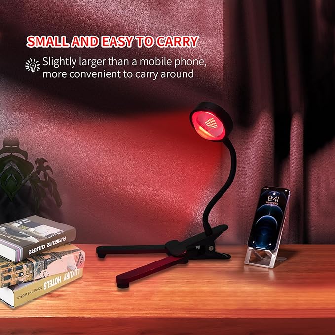 Red Light Therapy for Face, 40 LEDs 660nm LED Red Light Therapy Light with Clip, Suitable for Home Skin Care and Relieving Chronic Pain.