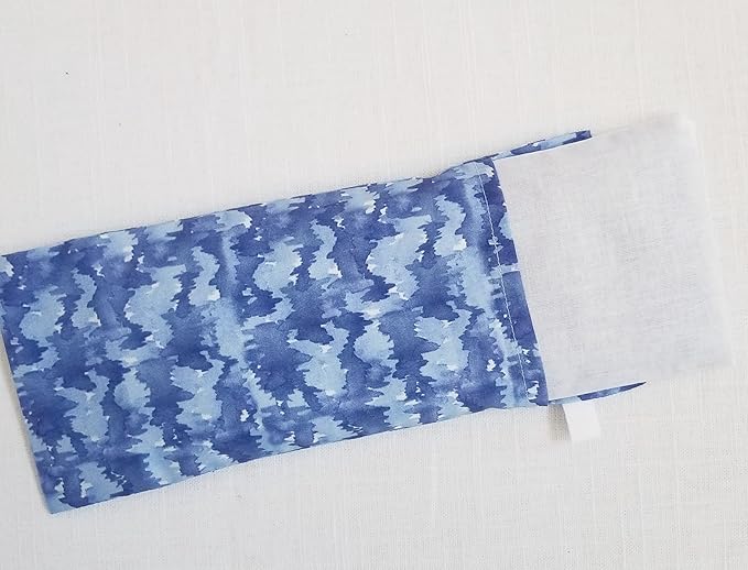 Lavender Eye Pillow with Washable Cover – Handmade Aromatherapy Eye Mask - Blue Squiggles Watercolor