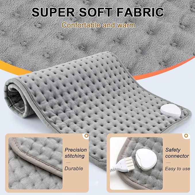 Electric Heating pad,25 x12 Portable Heating Pad for Period Cramps Back Neck Shoulders Pain Relief, 10 Heat Setting Auto Shut Off Moist Dry Heat Pad Birthday Gift for Women Men Black Froday Day Gift