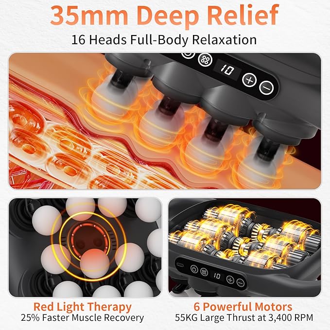 TitaniX 16-Head Massage Gun, Deep Tissue Back Massager with 99 Adjustable Intensities & 9 Modes, Electric Percussion Massager, Gun Tool for Back/Shoulders/Legs/Arms/Neck