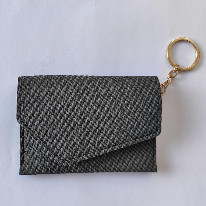 Birth Control Pill Case Wallet PU Leather Medicine Holder Keychain (Dark Gery)