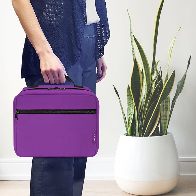 Large Pill Bottle Organizer - 10 Pockets Medicine Bag for Travel & Home Storage - Purple