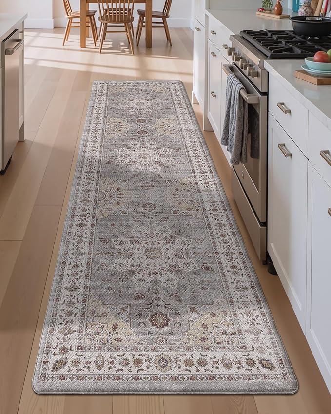 LUMI Anti Fatigue Kitchen Mat, Waterproof & Stain-Resistant Cushioned Standing Mat, Non-Slip Comfort Rug for Kitchen, Sink, Laundry, Home Office, 24" x 87", Grey