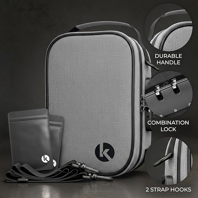 KIBAGA Travel Pill Organizer & Secure Medicine Storage Bag with Lock - Personal Container Box with Smell Control -Portable Water Proof Case for Vitamins, Supplements & First Aid
