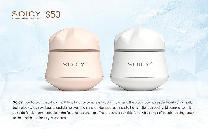 Cooling Face Roller Metal Ice Roller for Home Use 360 Degree Rotate Frozen Face Ice Roller for Eye Steel Ball Massager Skin Clam Roller Travel Beauty Tool-White
