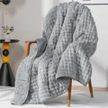 Cottonblue Bubble Weighted Blanket 20lbs for Queen Ded - Ultra Soft, Cozy Comfort Sherpa Faux Fur Blanket for Relax and Sleep, Heavy Bed Blankets with Cemaric Beads, 60x80 Inches, Grey