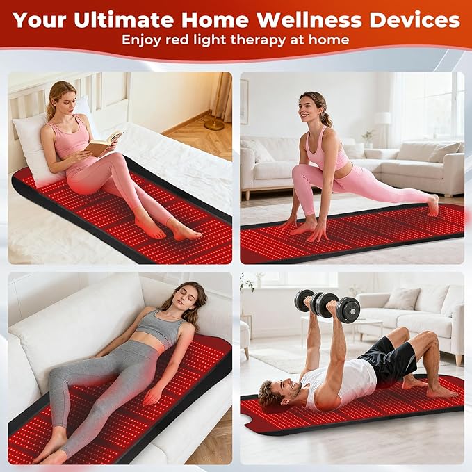 Red Light Therapy Mat for Body, 76.8"x 39.4" Red Light Therapy Pad with Controller, 1260pcs 2 in 1 LEDs (660nm & 850nm), Adjustable Timer & Intensity