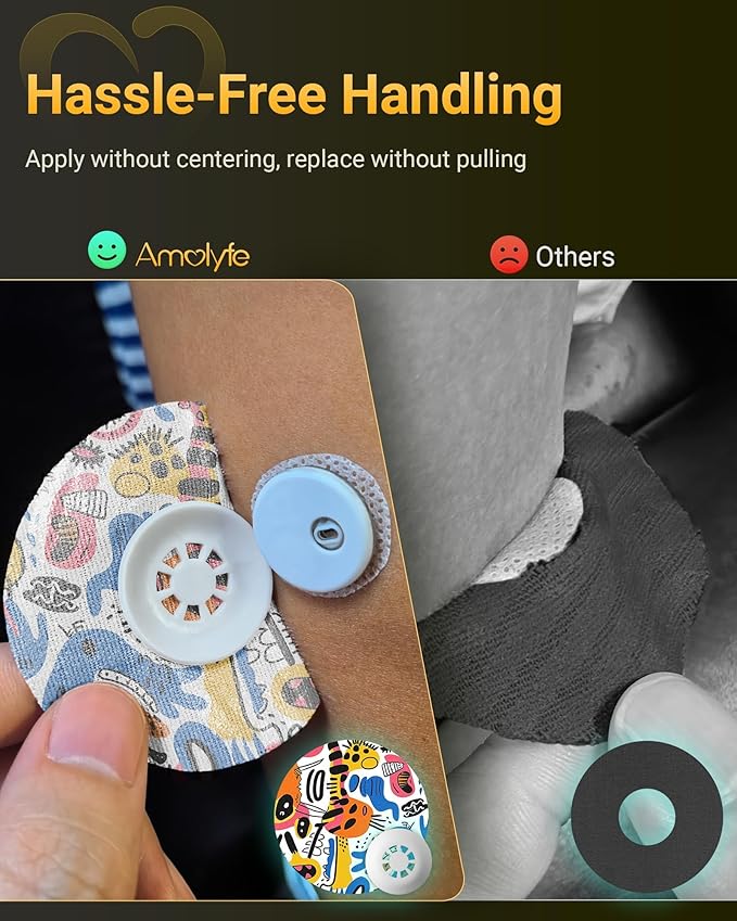 Libre 3 & Plus Sensor Covers Waterproof, Amolyfe 10 Pack Freestyle Libre 3 Covers, Bump-Proof with Hard Cap, Breathable Latex Free Glucose Sensor CGM Adhesive Patches, 14-Day CGM Protection (Graffiti)