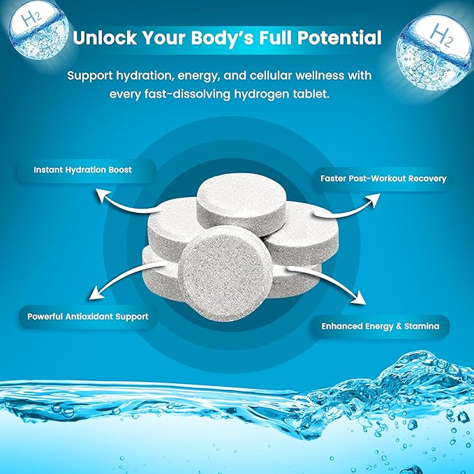 Hydrogen Water Tablets 12 PPM – Molecular H₂ Tablets with Magnesium | h2 tab Lab Tested Antioxidant Support for Energy, Cellular Health, Recovery & Cognitive Function, 30 Count, Raspberry