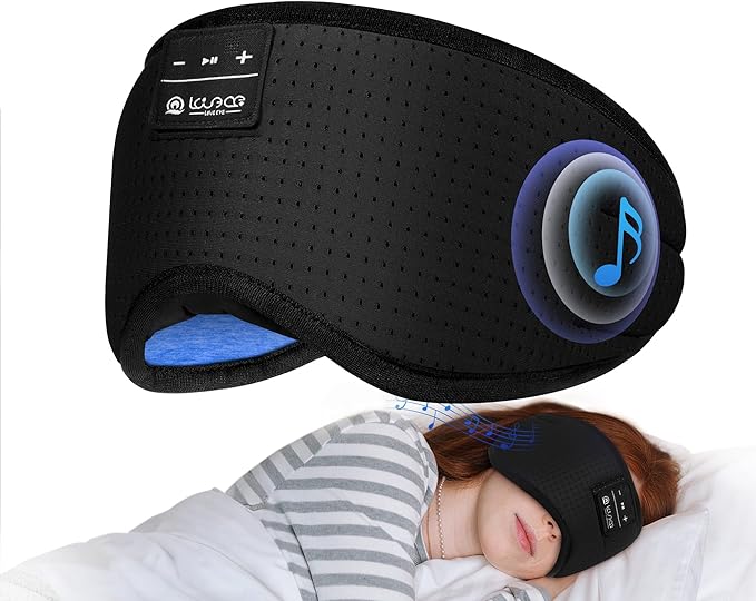 LOVE EYE Sleep Headphones Bluetooth 5.4 Sleeping Eye Mask Wireless Music Earphones with HD Speakers for Side Sleepers Total Blackout Cotton Mask for Travel, Home, Office, Unique Gifts