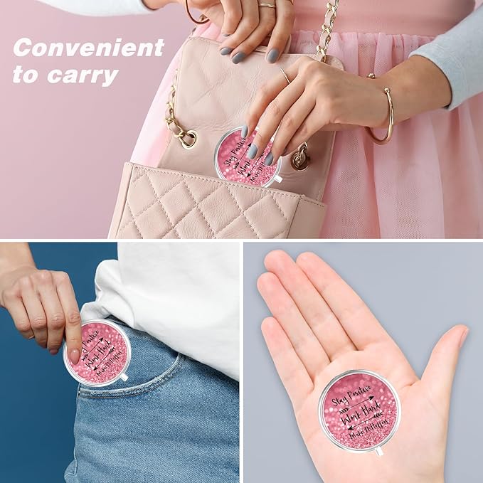 Rouidr Pill Box, 3 Compartment Medicine Pill Case, Small Metal Travel Medicine Box for Purse & Pocket, Silver, Work Hard
