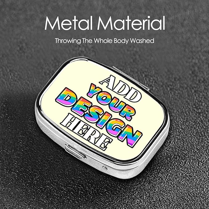 Custom Travel Pill Box, Medicine Pill Organizer Case Container Travel Pill Holder Vitamin for Boxes Med Wallet Portable Mini Pastillero Square, Light Yellow, Personalized Gifts