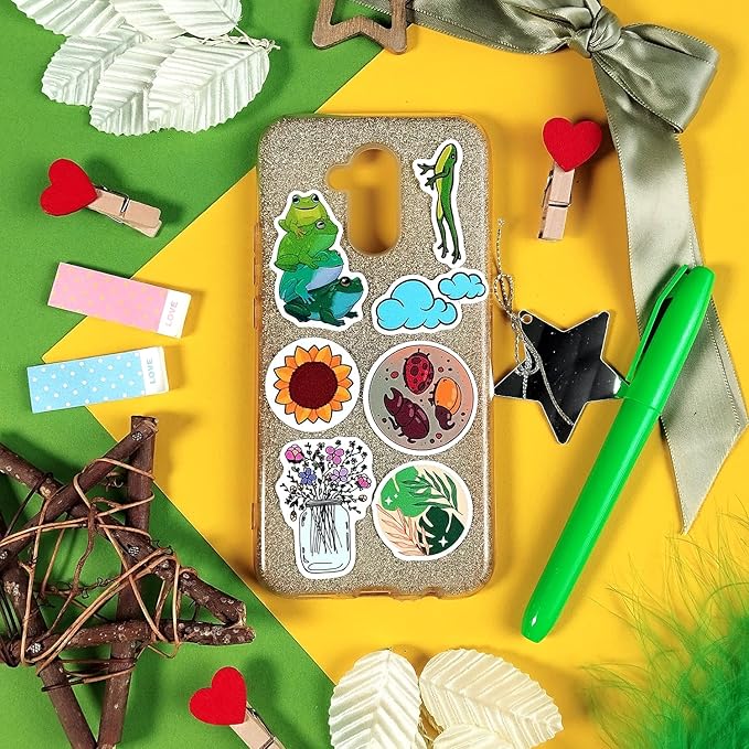 BulbaCraft Nature Stickers - Flowers, Mushrooms, Leaves, Plants, Insects & Bugs Stickers, Nature Party Decoration & Favors, Gifts for Women & Men
