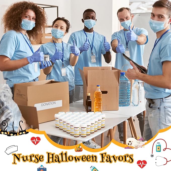 50 Set Nursing Halloween Party Supplies 50 Empty Pill Bottles with Caps Plastic Medicine Containers with 50 Sticky Label Pill Vial for Nurse Party Favors Serve(13 Dram)