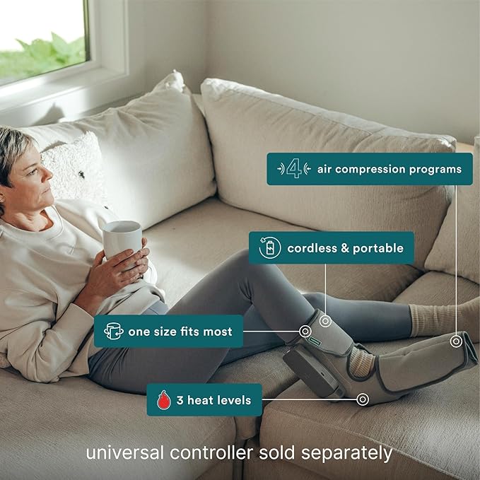 HoMedics Modulair Compression Foot Wrap Massager – Overlapped Compression Therapy with 4 Programs, Adjustable Intensity, Heat Settings, (Battery Sold Separately)