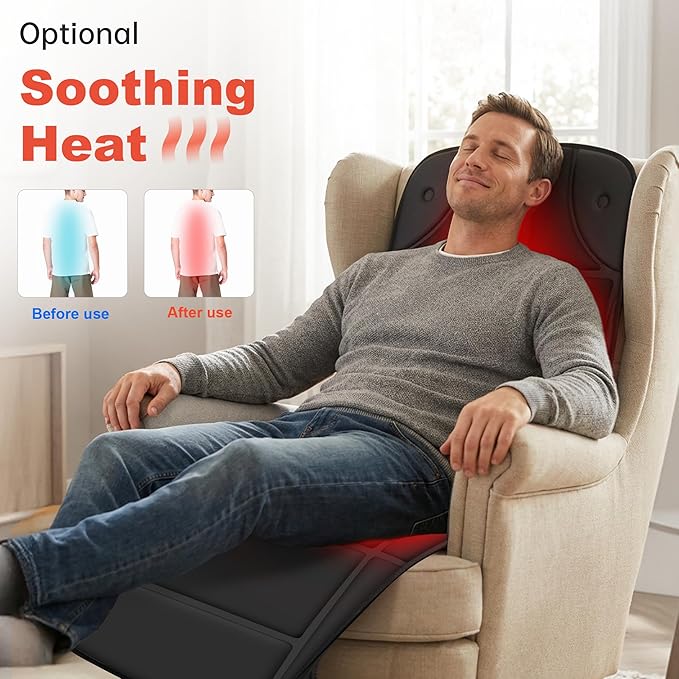 CILI Massage Mat Full Body,Massager Chair Pad,10 Vibration Motors & 5 Massage Modes,Back Massager for Bed,Massage Mattress Pad for Back,Heating Pad with Auto Shut Off