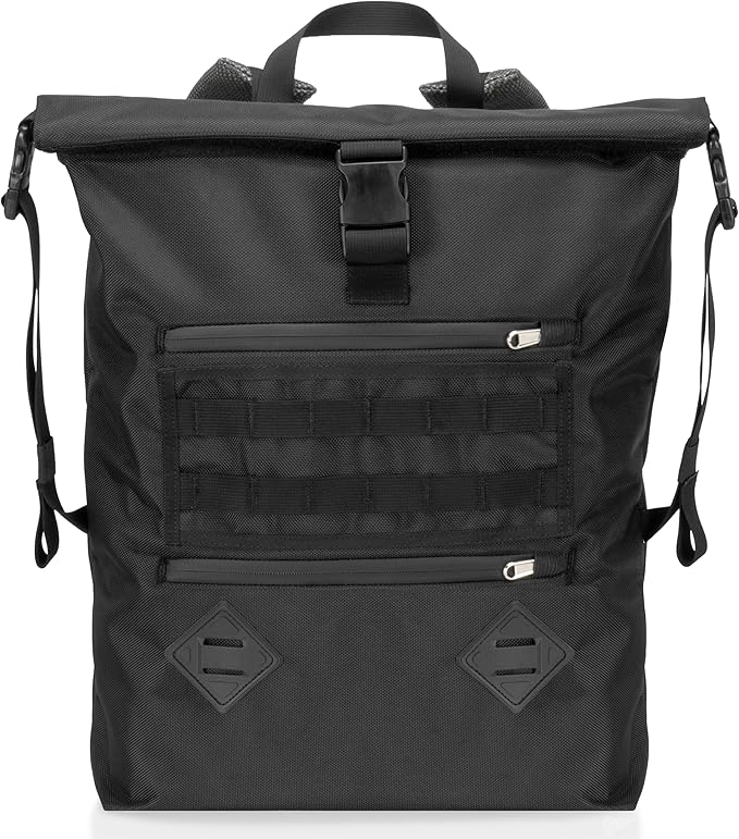 Xtreme Sight Line ~ AQUA RT~S Water-Proof Faraday Backpack ~ Sleek, Compact, Blocks RF and EMF ~ Stone ~ Dimensions: (roll-top closed): 17" tall by 13.5" wide by 4.5" deep