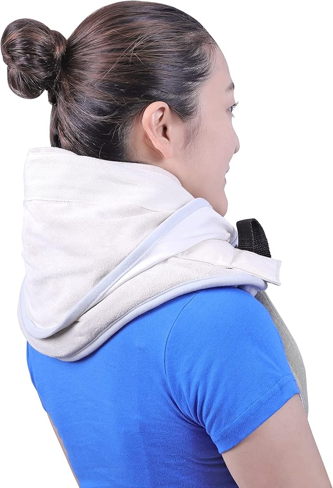 UNI-GO Moist Heat Pack, Relieve Body Fatigue, Pain, Backache, Arthritis, Joint Stiffness, Sprains, Bruises, General Soreness and Spasms. (Neck Contour-7"x24")