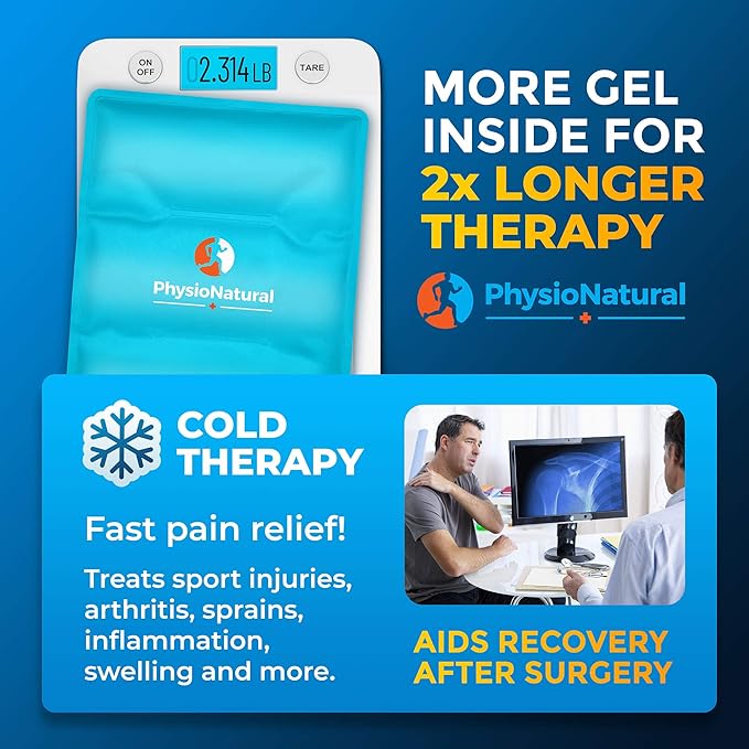 Universal Large Flexible Gel Ice Pack & Wrap - Cold Therapy for Your Hips, Shoulders, Elbow, Back, Knees – Instant Pain Relief for Injuries, Recovery, Swelling, Aches, Arthritis, Bruises & Sprains