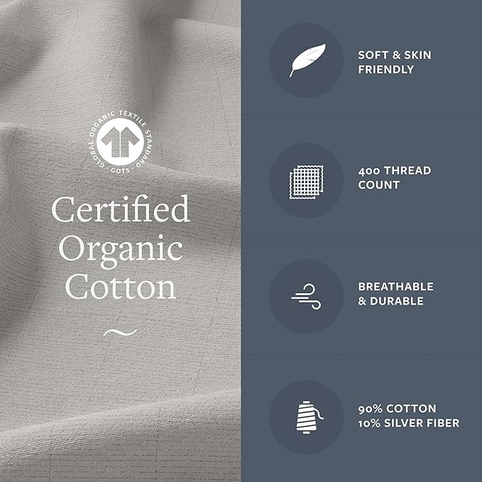 GroundLuxe Organic Fitted Grounding Sheet in Gray for a King Size Bed