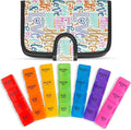 Vive Weekly Pill Organizer 4 Times a Day - 7 Days Pill Boxes for Morning, Noon, Evening, Night - Extra Large Medicine, Vitamin & Supplement Dispenser with Premium Leather Case