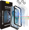 Blue Light Screen Protector for iPhone 15 Plus [6.7 Inch],2 pcs Colorless Anti-Blue Light Tempered Glass Films, HD Clear, 9H Hardness, No Bubbles, Case Friendly with 2 pcs Camera Lens Protector