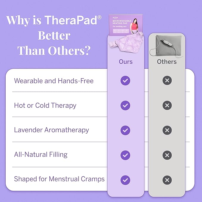 Pixie Microwavable Heating Pad for Period Cramps - Flaxseed & Lavender Weighted Wearable Hot & Cold Reusable TheraPad™ Waist Belt for Menstrual Cramp Pain Relief, Lower Back, Stomach & Feminine Care