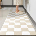 Cream Retro Curvy Checkered Grid Checkerboard Kitchen Rug Sets [2 PCs], Anti-Fatigue, Waterproof Non-Slip Kitchen Mats Heavy Duty Comfort Foam Rug for Floor, Home, Laundry,17"x29"+17"x47"